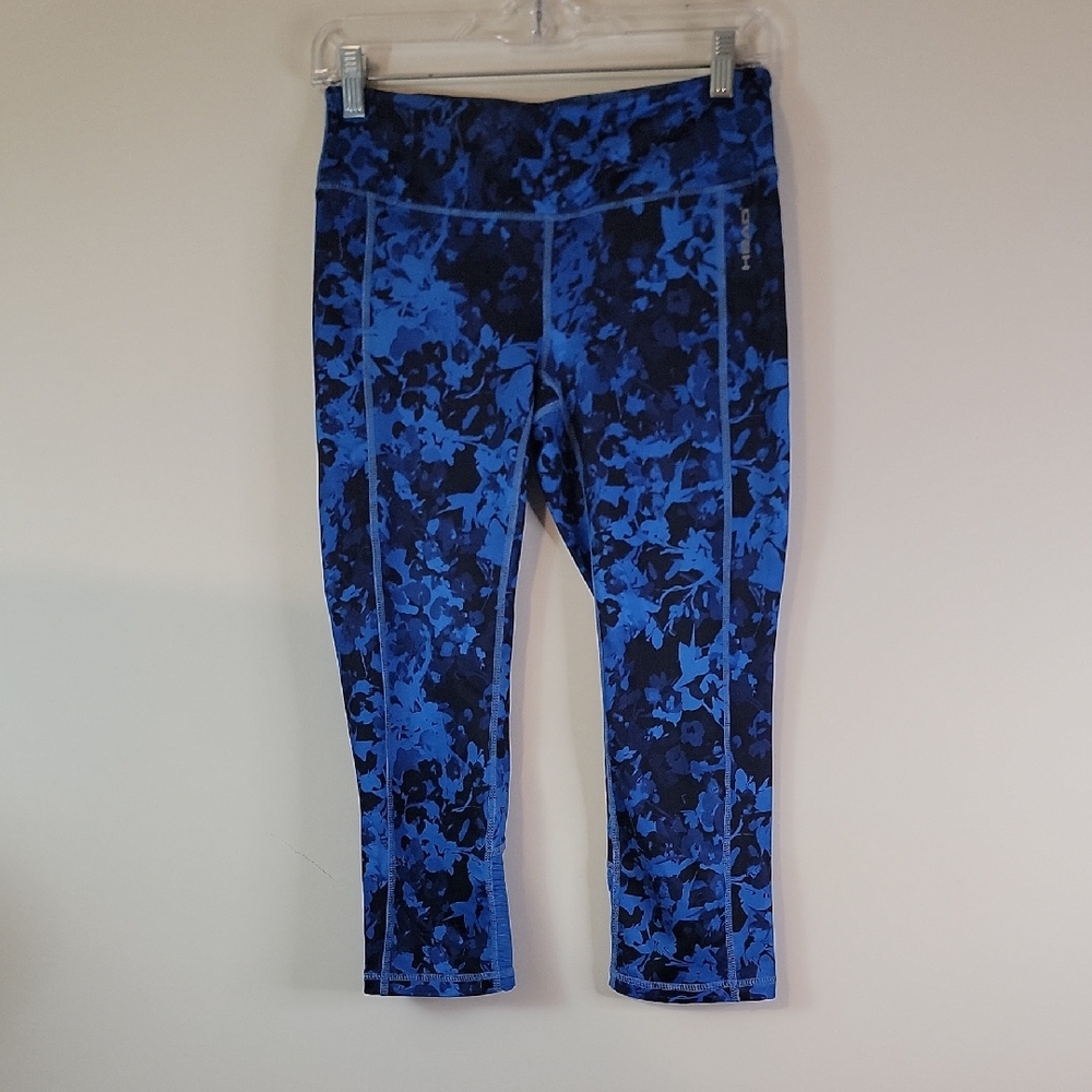 Head Leggings in Blue and Black Pattern
